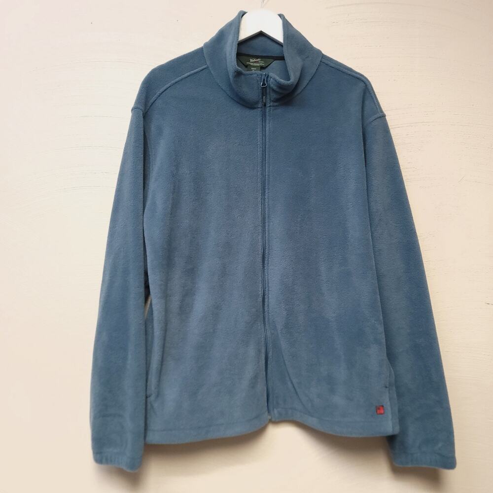 Woolrich Fleece Jacket Size Xl Mens Full Zip Blue Long Sleeve Fall Pockets
